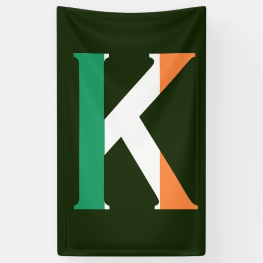 K Monogram overgeheveld op Ierse vlag (v) bnrcn Spandoek (Verticaal)
