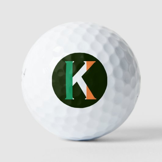 K Monogram overlay op Ierse vlag be6 gbcnt Golfballen (Voorkant)
