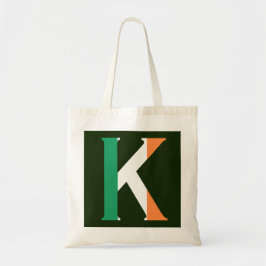 K Monogram overlay op Ierse vlag btcnt Tote Bag