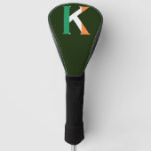 K Monogram overlay op Ierse vlag dcnt Golfheadcover (Voorkant)