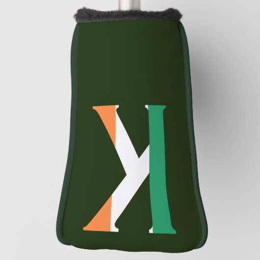 K Monogram overlay op Ierse Vlag pact Golfheadcover (Draai 90)