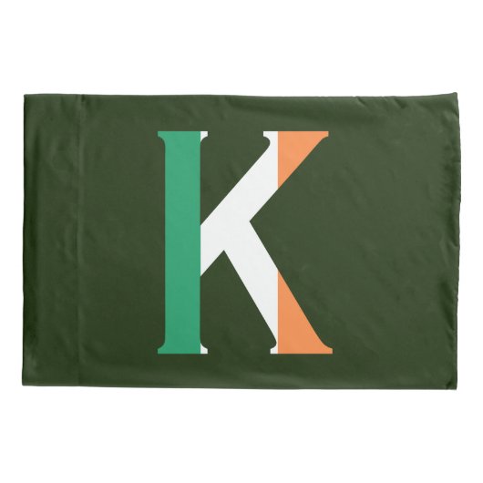 K Monogram overlay op Ierse vlag pcnt Kussensloop (Achterkant)