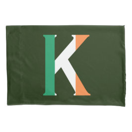K Monogram overlay op Ierse vlag pcnt Kussensloop