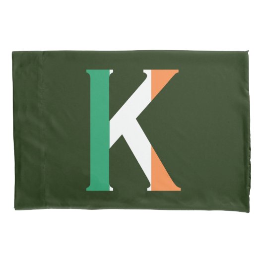 K Monogram overlay op Ierse vlag pcnt Kussensloop (Voorkant)