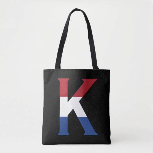 K Monogram overlay op NLD Vlag op bk stent Tote Bag (Voorkant)