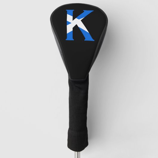 K Monogram overlay op Schotse vlag dcnt Golfheadcover (Voorkant)