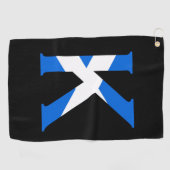 K Monogram overlay op Schotse vlag gtcnt Golfhanddoek (Horizontaal)