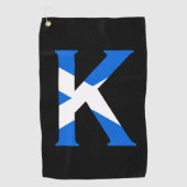 K Monogram overlay op Schotse vlag gtcnt Golfhanddoek (Voorkant)