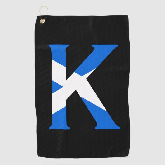 K Monogram overlay op Schotse vlag gtcnt Golfhanddoek (Voorkant)