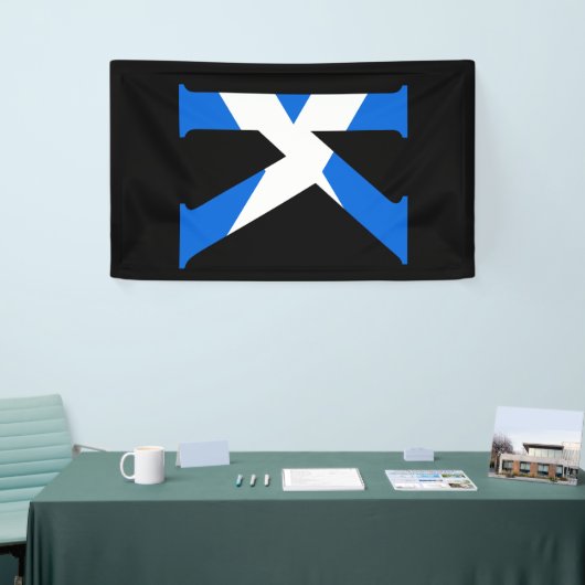K Monogram overlay op Schotse vlag (v) brcnt Spandoek (Beurs)
