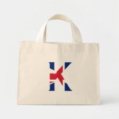 K Monogram overlay op Union Jack Flag tcnt Mini Tote Bag (Voorkant)