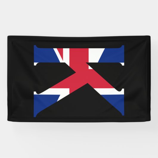 K Monogram overlay op Union Jack Flag (v) bubrcent Spandoek (Horizontaal)