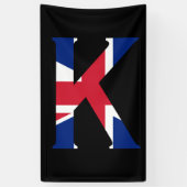 K Monogram overlay op Union Jack Flag (v) bubrcent Spandoek (Verticaal)