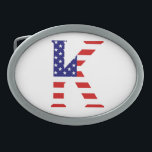 K Monogram overlay op USA Flag bbcnt Gesp<br><div class="desc">K Monogram overlay op USA Flag Belt Buckle Design © Trinkets and Things 2017 - AHP Design. Alle rechten voorbehouden. 080517</div>