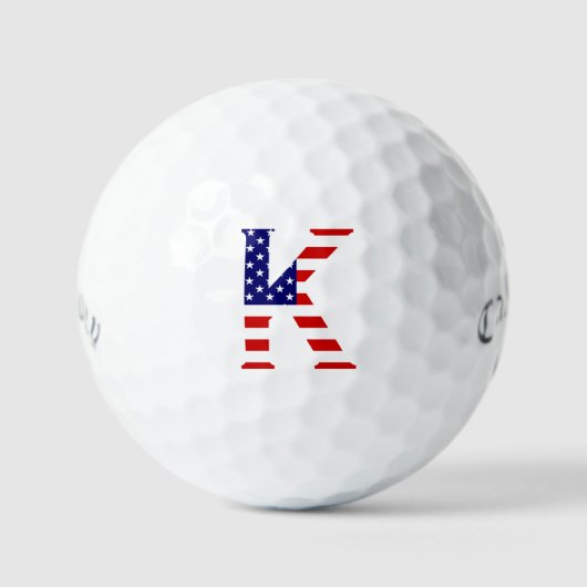 K Monogram overlay op USA Flag css gbcnt Golfballen (Voorkant)