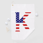 K Monogram overlay op USA Flag gtcnt Golfhanddoek (Insitu)