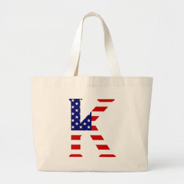 K Monogram overlay op USA Flag jtcnt Grote Tote Bag