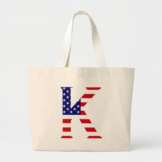 K Monogram overlay op USA Flag jtcnt Grote Tote Bag (Voorkant)