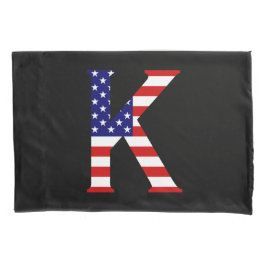 K Monogram overlay op USA Flag pcnt Kussensloop