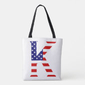 K Monogram overlay op USA Flag stint Tote Bag (Achterkant)