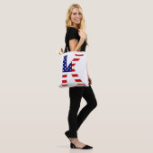 K Monogram overlay op USA Flag stint Tote Bag (Op model)