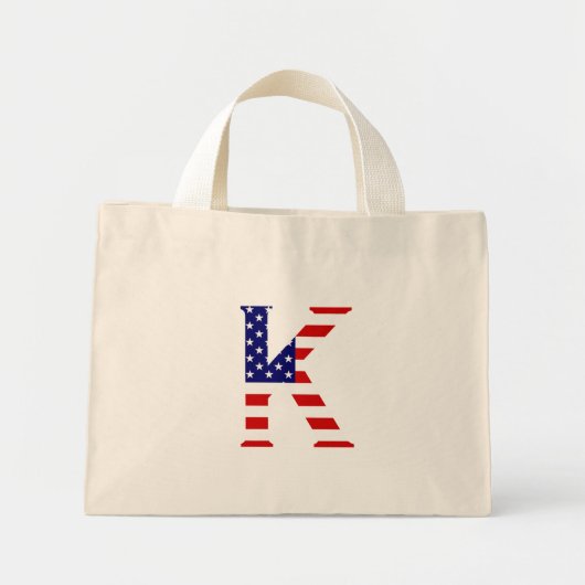 K Monogram overlay op USA Flag tcnt Mini Tote Bag (Voorkant)