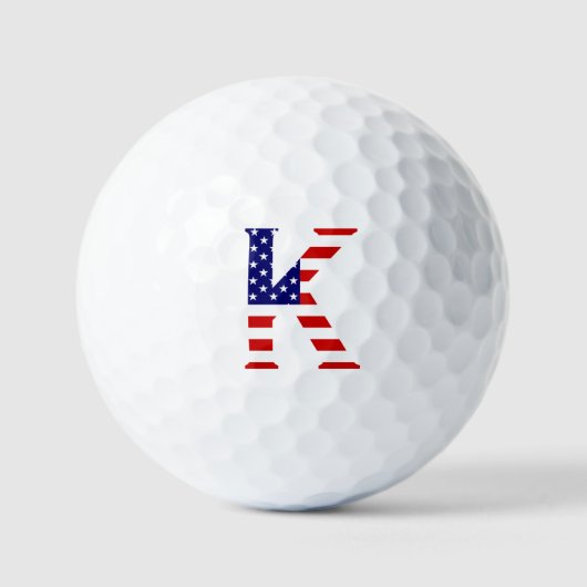 K Monogram overlay op USA Flag via gbcnt Golfballen (Voorkant)