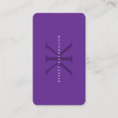 K Monogram Royal Paarse Modern Professional Visitekaartje (Voorkant)