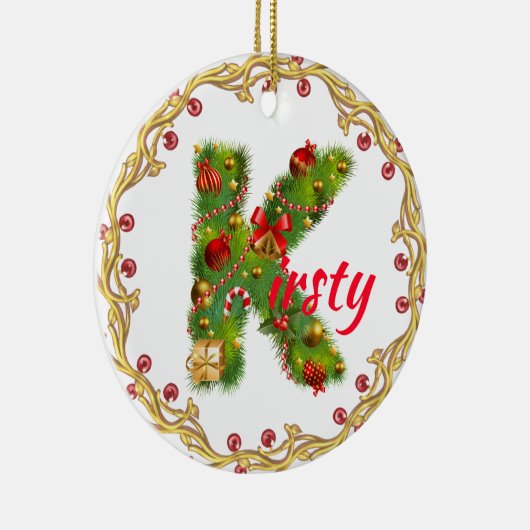 K monogrammed christmas ornament CUSTOMIZE (Rechts)
