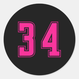 K Nummer 34 Team Junior Sport Genummerd Uniform Ronde Sticker