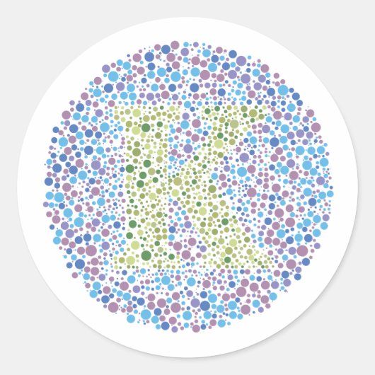 "K" Oogtest Letter Ronde Sticker (Voorkant)