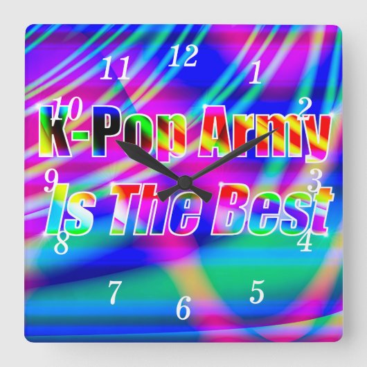K-Pop Art Wall Clock Vierkante Klok (Voorkant)