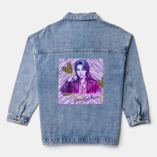 k-pop bewerkbare pictogramstijl denim jacket (Achterkant)
