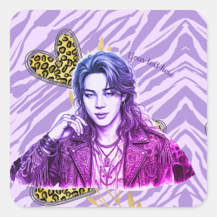 k-pop bewerkbare pictogramstijl vierkante sticker