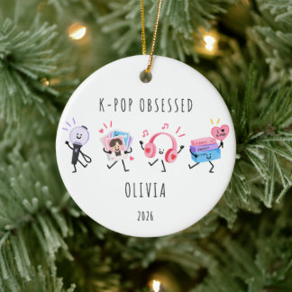 K-Pop bezeten gepersonaliseerde kerstornament Keramisch Ornament