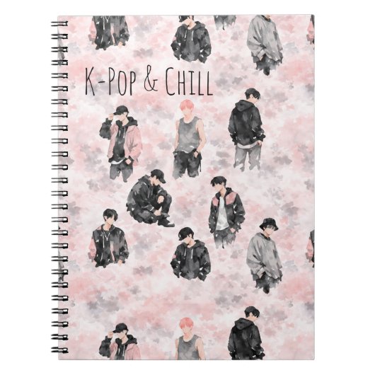 K-Pop & Chill Minimalist Silhouette Aesthetic Notitieboek (Voorkant)