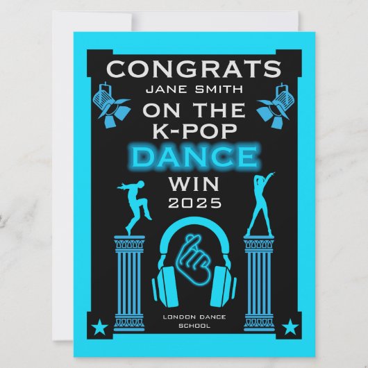 K-Pop Danscompetitie Winnaar Felicitaties (Voorkant)