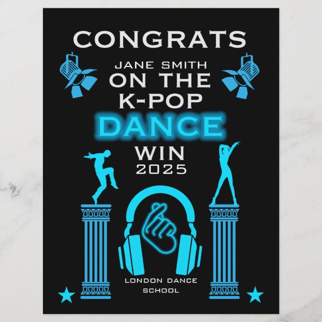 K-Pop Danscompetitie Winnaar Felicitaties (Voorkant)