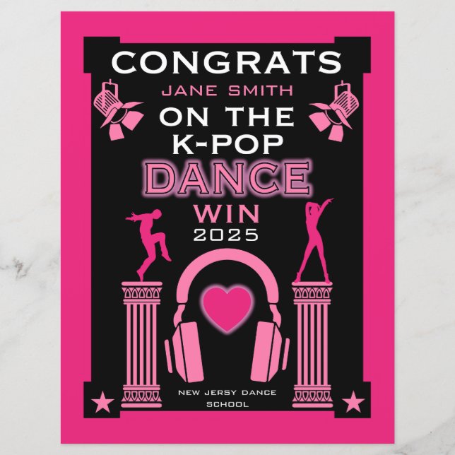 K-Pop Danscompetitie Winnaar Felicitaties (Voorkant)