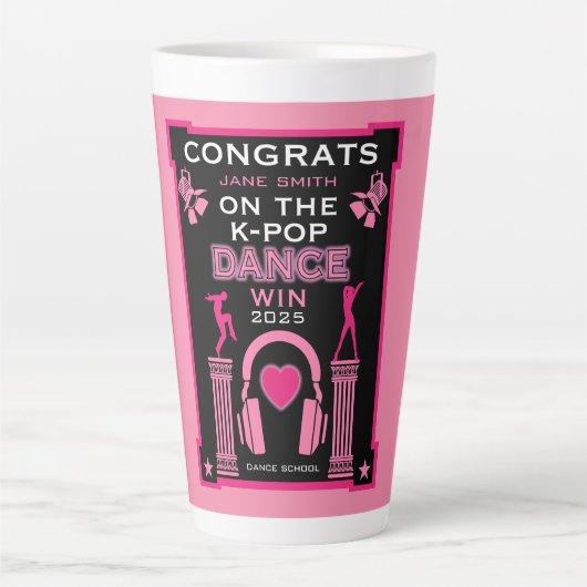 K-Pop danswedstrijd winnaar gefeliciteerd Latte Mok (Voorkant)