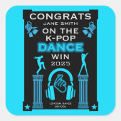 K-Pop danswedstrijd winnaar gefeliciteerd Vierkante Sticker (Voorkant)