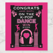K-Pop danswedstrijd winnaar gefeliciteerd Wijn Etiket (Enkel label)