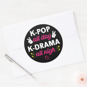 K-Pop de hele dag K-Drama de hele nacht, koreaanse Ronde Sticker