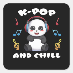 K-Pop en Chill Anime Panda Manga Music Kpop Fans Vierkante Sticker