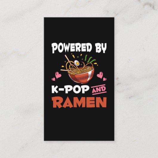 K-pop en Ramen verslaafd aan Kawaii Noodles Kpop Visitekaartje (Voorkant)