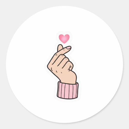 K-Pop Finger Heart - Cute Pink Aesthetic Sticker (Voorkant)