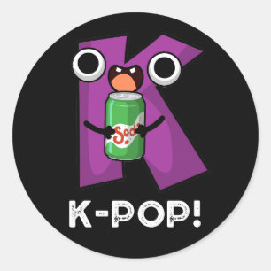 K-Pop Funny Music Soda Pop Pun Dark BG Ronde Sticker