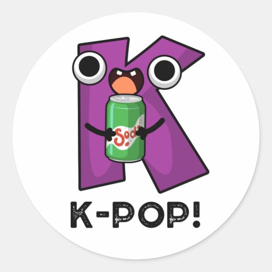 K-Pop Funny Music Soda Pop Pun Ronde Sticker (Voorkant)