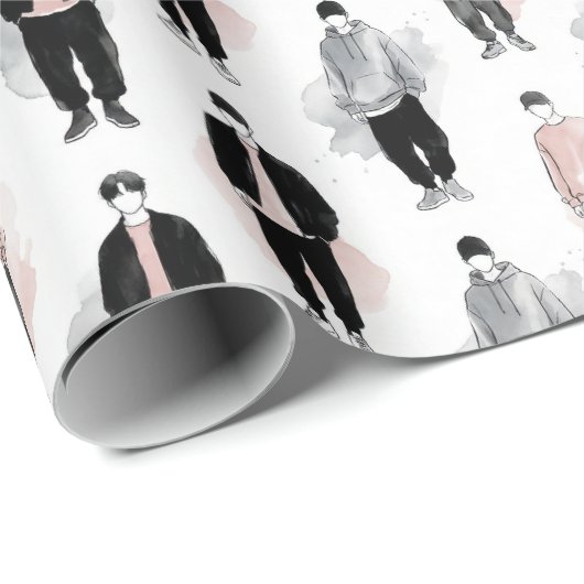K-Pop Idols Silhouette Aesthetic Seamless Pattern  Cadeaupapier (Rol Hoek)