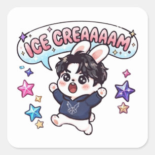 K-Pop Ijsje Zwerfkonijn Fandom Interne Grap Vierkante Sticker